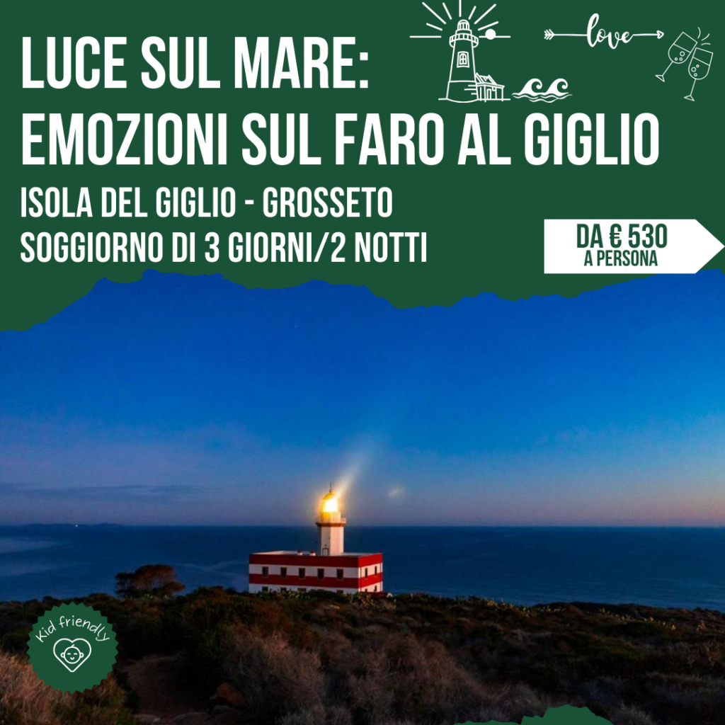 Locandina soggiorno nel faro dell'Isola del Giglio