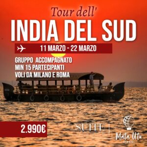 Tour dell'India del Sud, 11-22 marzo, gruppo accompagnato da Milano e Roma, 2.990 euro